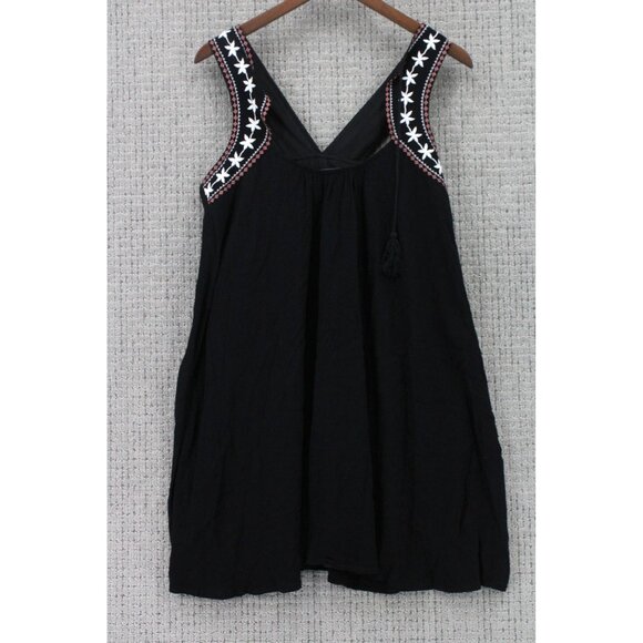 Cupcakes & Cashmere Mini Dress Womens Small S Black Sleeveless Embroidered Boho - Picture 5 of 7